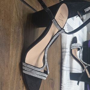 INC International Concepts Black and Silver Strappy Heels